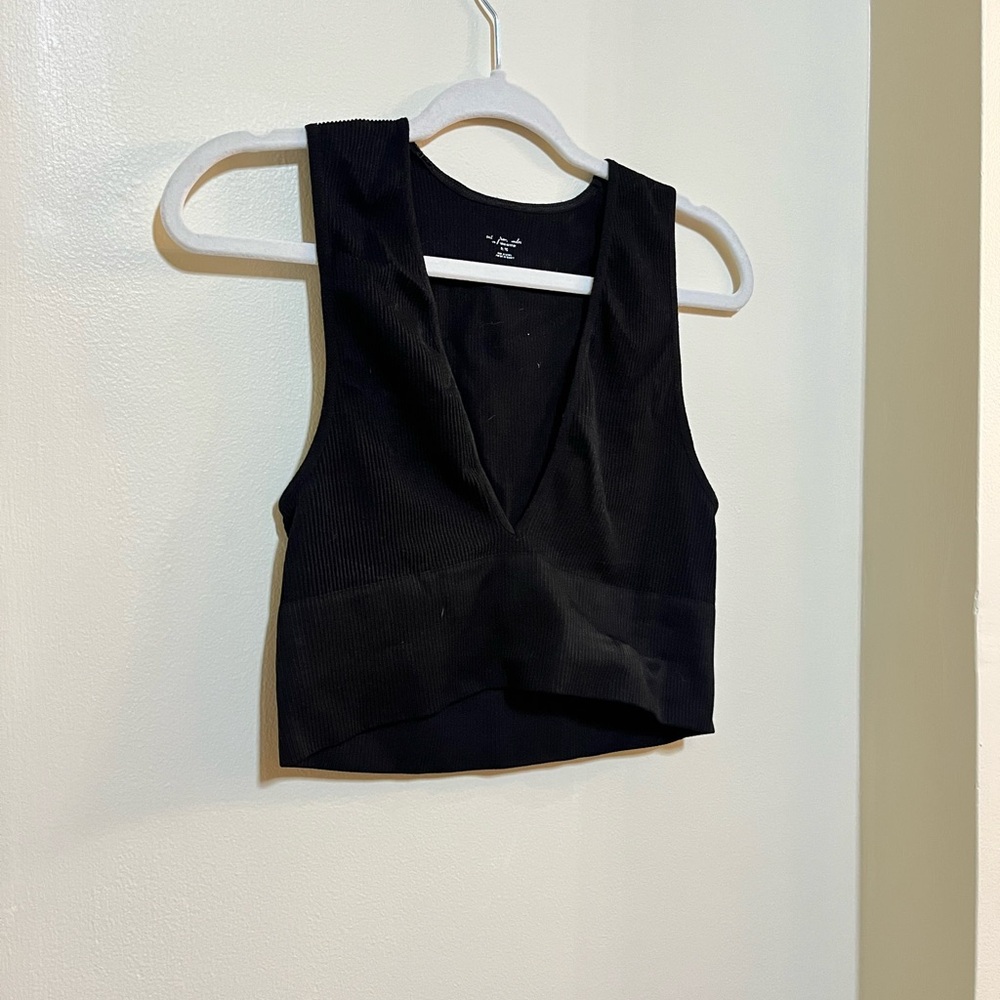 Free People Black Crop Tank Top